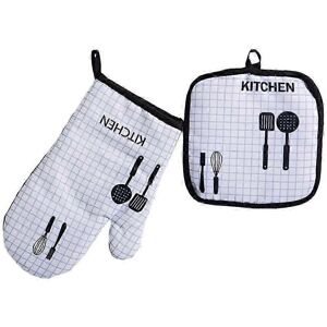 Unbranded (Kitchen) Set of 2 oven mitts and pot holders, heat resistant, for kitchen Unbranded (Kitchen) Set of 2 oven mitts and pot holders, heat resistant, for kitchen