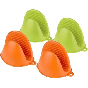 Unbranded Pack Silicone Oven Mitts, Mini Heat Resistant Pot Holders (Green & Orange) Unbranded Pack Silicone Oven Mitts, Mini Heat Resistant Pot Holders (Green & Orange)