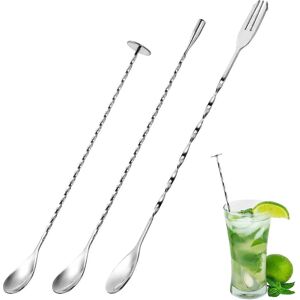 Unbranded Adtimefc 3 Pcs Extra Long Stainless Steel Mixing Spoons, Long Handle Cocktail Sp Unbranded Adtimefc 3 Pcs Extra Long Stainless Steel Mixing Spoons, Long Handle Cocktail Sp