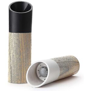 Unbranded Set of 2 salt and pepper mills with black and white tall salt and pepper shakers Unbranded Set of 2 salt and pepper mills with black and white tall salt and pepper shakers