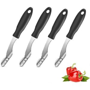 Unbranded Set of 4 stainless steel jalapeño corers with serrations Unbranded Set of 4 stainless steel jalapeño corers with serrations