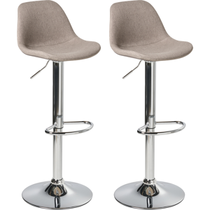 Beliani Set of 2 Bar Stools KAHLA Fabric Swivel Taupe Beliani Set of 2 Bar Stools KAHLA Fabric Swivel Taupe