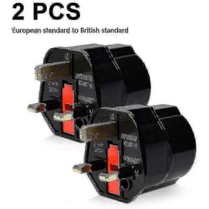Unbranded (Black Red) 2x Travel Adapter Plug Adapter for England - EU Travel Power Adapter Unbranded (Black Red) 2x Travel Adapter Plug Adapter for England - EU Travel Power Adapter
