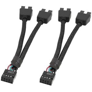 Unbranded Pack of 2 9-pin USB extension cables for computer motherboards, 1 female to 2 ma Unbranded Pack of 2 9-pin USB extension cables for computer motherboards, 1 female to 2 ma