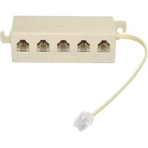 Unbranded RJ11 6P4C 5-outlet modular telephone line splitter adapter, beige, 1 input, 5 ou Unbranded RJ11 6P4C 5-outlet modular telephone line splitter adapter, beige, 1 input, 5 ou