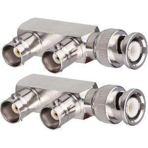 Unbranded Pack of 2 male BNC coaxial connectors to 2 female F-shaped BNC connectors, 3-way Unbranded Pack of 2 male BNC coaxial connectors to 2 female F-shaped BNC connectors, 3-way