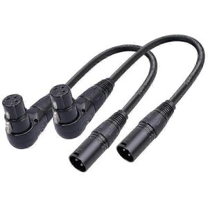 Unbranded Pack of 2 XLR 3-pin male to female right-angle audio cables, 90 degrees, XLR fem Unbranded Pack of 2 XLR 3-pin male to female right-angle audio cables, 90 degrees, XLR fem