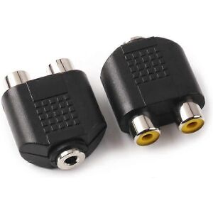 Unbranded 3.5 mm (1/8 inch) female TRS audio adapter to two female RCA audio heads. Audio Unbranded 3.5 mm (1/8 inch) female TRS audio adapter to two female RCA audio heads. Audio