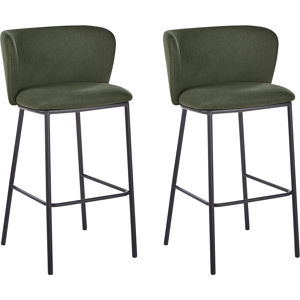 Beliani Dark Green Mina Bar Chair - Modern, Wide, Durable Polyester Beliani Dark Green Mina Bar Chair - Modern, Wide, Durable Polyester