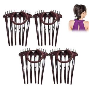 Unbranded (4 pieces - Brown) Headband Comb, Headband Comb with Elastic Band, Twist It Up C Unbranded (4 pieces - Brown) Headband Comb, Headband Comb with Elastic Band, Twist It Up C