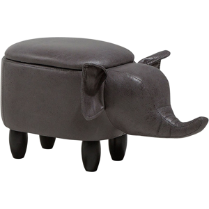 Beliani Storage Animal Stool ELEPHANT Faux Leather Dark Grey Beliani Storage Animal Stool ELEPHANT Faux Leather Dark Grey