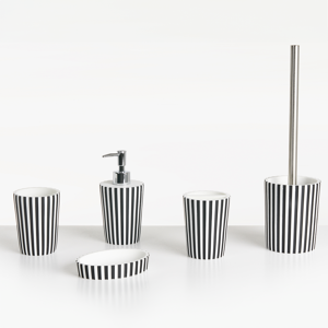 Beliani 5-Piece Bathroom Accessories Set LIRCAY Black/ White Beliani 5-Piece Bathroom Accessories Set LIRCAY Black/ White