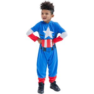 Marvel Avengers Captain America Toddler Boys Zip Up Cosplay Coverall 3T Marvel Avengers Captain America Toddler Boys Zip Up Cosplay Coverall 3T