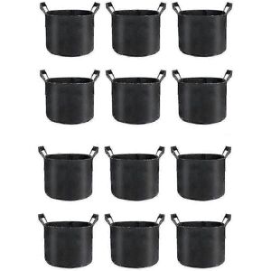 Unbranded Set of 12 five-gallon grow bags, heavy-duty fabric vegetable planting bags with Unbranded Set of 12 five-gallon grow bags, heavy-duty fabric vegetable planting bags with