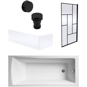 Balterley Square Single Ended 1700x700 with Panels & Black Abstract Framed Screen & Waste Balterley Square Single Ended 1700x700 with Panels & Black Abstract Framed Screen & Waste