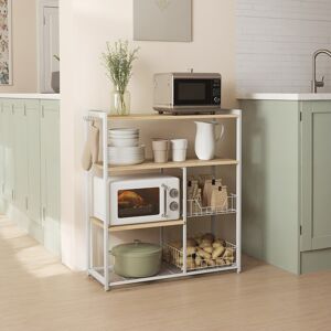 VASAGLE Baker s Rack, Kitchen Island with 2 Metal Mesh Baskets, Shelves and Hooks, 80 x VASAGLE Baker s Rack, Kitchen Island with 2 Metal Mesh Baskets, Shelves and Hooks, 80 x