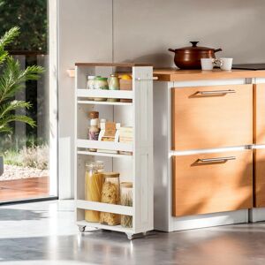 VASAGLE 4-Tier Slim Storage Trolley, Kitchen Trolley with Wheels, Handle, Small Space, 1 VASAGLE 4-Tier Slim Storage Trolley, Kitchen Trolley with Wheels, Handle, Small Space, 1