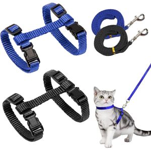 Kikidex (As show, One size) Pack Adjustable Nylon Cat Harness (Blue Black) Soft Cat Harn Kikidex (As show, One size) Pack Adjustable Nylon Cat Harness (Blue Black) Soft Cat Harn