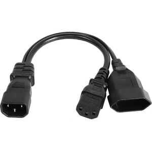 Unbranded Y-splitter power cable C14 to C13 + EURO 30cm, IEC 14 male to IEC 13 female and Unbranded Y-splitter power cable C14 to C13 + EURO 30cm, IEC 14 male to IEC 13 female and