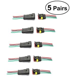 Unbranded Pack of 5 pairs of IP67 3-pin waterproof electrical wire connectors with wiring Unbranded Pack of 5 pairs of IP67 3-pin waterproof electrical wire connectors with wiring