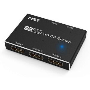 Unbranded 8K DisplayPort Splitter 1x3 DP 8K60Hz 4K120Hz Multi Monitor Hub Splitter with Ex Unbranded 8K DisplayPort Splitter 1x3 DP 8K60Hz 4K120Hz Multi Monitor Hub Splitter with Ex