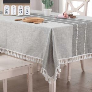 Unbranded Rectangular Cotton Linen Tablecloth, Wrinkle-Resistant, Tassel, Washable, for Ki Unbranded Rectangular Cotton Linen Tablecloth, Wrinkle-Resistant, Tassel, Washable, for Ki