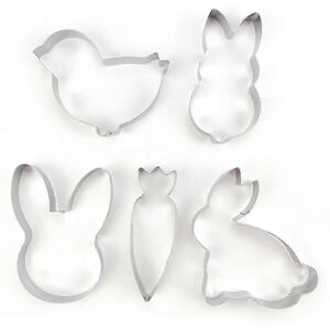 Unbranded Set of 5 Easter cookie cutters in the shape of a bunny, carrot and chick Unbranded Set of 5 Easter cookie cutters in the shape of a bunny, carrot and chick