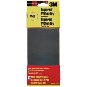 3M 5924-18-Cc 3-2/3"""" X 9"""" Imperial Wetordry 1500 Grit Sandpaper 10 Count 3M 5924-18-Cc 3-2/3"""" X 9"""" Imperial Wetordry 1500 Grit Sandpaper 10 Count