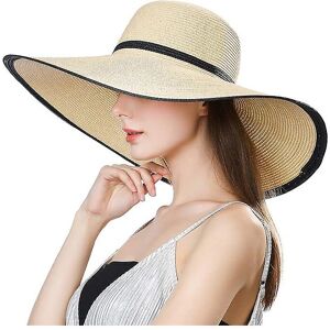 Kikidex (As show, One size) Women's Wide Brim Sun Hat Straw Hat Summer Holiday Adjustabl Kikidex (As show, One size) Women's Wide Brim Sun Hat Straw Hat Summer Holiday Adjustabl