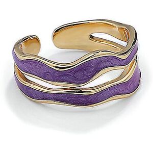 Kikidex (As show, One size) Silver ring, violet open adjustable ring with a wide line Kikidex (As show, One size) Silver ring, violet open adjustable ring with a wide line