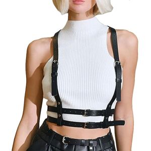 Kikidex (As show, One size) Women's leather belt, body chain belt with back strap in one Kikidex (As show, One size) Women's leather belt, body chain belt with back strap in one