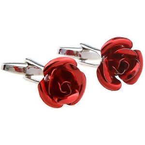 Kikidex (As show, One size) 1 pair cufflinks rose red flower design for gift presentatio Kikidex (As show, One size) 1 pair cufflinks rose red flower design for gift presentatio