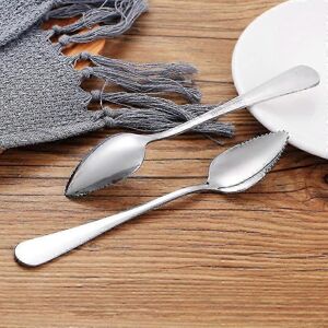 Unbranded Set of 2 thick stainless steel dessert spoons with serrated edge for grapefruit Unbranded Set of 2 thick stainless steel dessert spoons with serrated edge for grapefruit