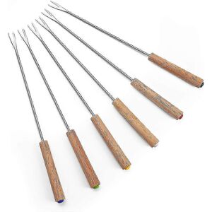 Unbranded stainless steel fondue forks with heat-resistant wooden handles 24 cm Unbranded stainless steel fondue forks with heat-resistant wooden handles 24 cm