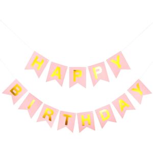 Kikidex (As show, One size) Happy Birthday Banner with Gold Letters, Birthday Party Deco Kikidex (As show, One size) Happy Birthday Banner with Gold Letters, Birthday Party Deco