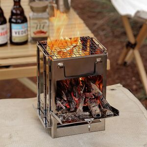 Kikidex (As show, One size) Mini outdoor stainless steel oven square wood stove camping Kikidex (As show, One size) Mini outdoor stainless steel oven square wood stove camping