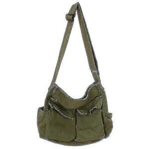 Unbranded Large Slanted Denim Canvas Shoulder Bag Green Liana, Women's Purse Unbranded Large Slanted Denim Canvas Shoulder Bag Green Liana, Women's Purse