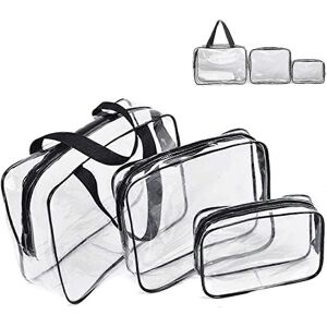Unbranded 3 Piece Transparent Toiletry Bag, Waterproof PVC Travel Bag Black Unbranded 3 Piece Transparent Toiletry Bag, Waterproof PVC Travel Bag Black