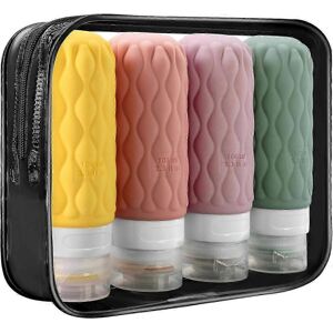 Unbranded Travel Toiletry Bottles Set of 4, 100ml Labeled Containers, Zippered Cosmetic Ba Unbranded Travel Toiletry Bottles Set of 4, 100ml Labeled Containers, Zippered Cosmetic Ba