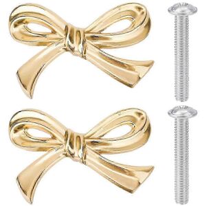 Kikidex (As show, One size) 2pcs Gold Brass Bow Dresser Knobs, Vintage Bow Shape Drawer Kikidex (As show, One size) 2pcs Gold Brass Bow Dresser Knobs, Vintage Bow Shape Drawer