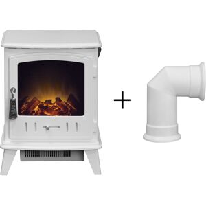 Adam Aviemore Electric Stove in White Enamel with Angled Stove Pipe Adam Aviemore Electric Stove in White Enamel with Angled Stove Pipe
