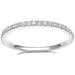 Kikidex (As show, One size) 2mm 925 Sterling Silver Wedding Band Cubic Zirconia Half Ete Kikidex (As show, One size) 2mm 925 Sterling Silver Wedding Band Cubic Zirconia Half Ete