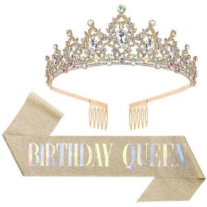 Kikidex (As show, One size) A BIRTHDAY QUEEN hair comb crystal diamond crown strap birth Kikidex (As show, One size) A BIRTHDAY QUEEN hair comb crystal diamond crown strap birth