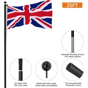 Unbranded 25FT Aluminium Sectional Flagpole Kit, Detachable Flag Pole,Black Unbranded 25FT Aluminium Sectional Flagpole Kit, Detachable Flag Pole,Black
