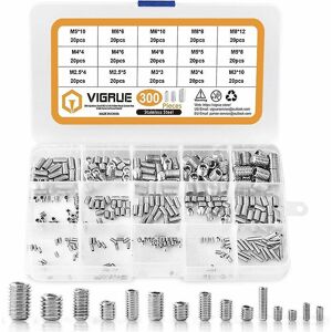 Kikidex (As show, One size) Kit 300PCS M2.5 M3 M4 M5 M6 M8 Hexagonal Headless Screws,Set Kikidex (As show, One size) Kit 300PCS M2.5 M3 M4 M5 M6 M8 Hexagonal Headless Screws,Set