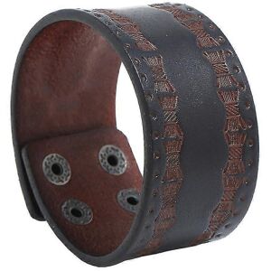 Kikidex (As show, One size) Vintage Men Embossed Faux Leather Buttons Wide Bracelet Bang Kikidex (As show, One size) Vintage Men Embossed Faux Leather Buttons Wide Bracelet Bang