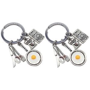 Unbranded Fried Egg Keychain Set of 2, Cutlery Tool Spoon Fork Kitchen Charm Unbranded Fried Egg Keychain Set of 2, Cutlery Tool Spoon Fork Kitchen Charm