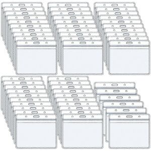 Unbranded Horizontal Badge Holders Pack of 50, Transparent Waterproof Plastic Lanyard Unbranded Horizontal Badge Holders Pack of 50, Transparent Waterproof Plastic Lanyard