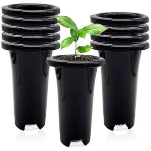 Unbranded Set of 10 deep, thick, stable, reusable plastic nursery pots for seedlings Unbranded Set of 10 deep, thick, stable, reusable plastic nursery pots for seedlings