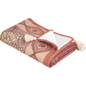 Beliani Picnic Blanket LASHARI 200 x 200 cm Peach Pink Beliani Picnic Blanket LASHARI 200 x 200 cm Peach Pink